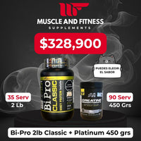 Combo BiPro 2 lb + Creatina Muscletech Platinum 450 g – Aumenta fuerza y masa muscular