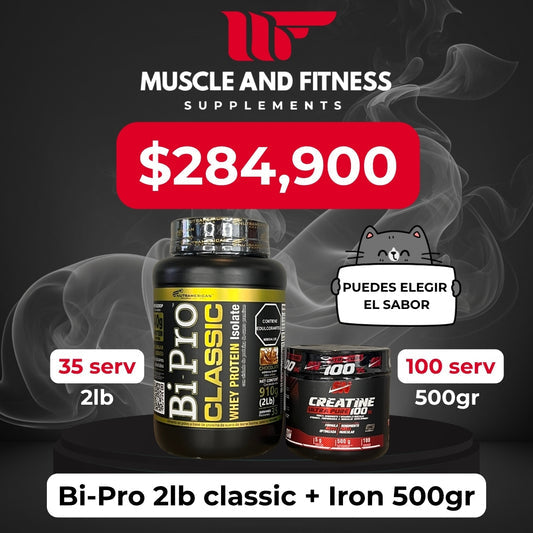 Combo BiPro 2LB + Creatina Iron 500 GRS | Más fuerza, recuperación y rendimiento