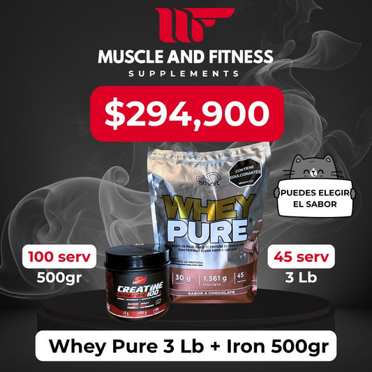 Combo Whey Pure 3 Lb + Creatina Iron 500g