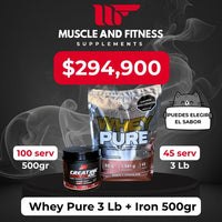 Combo Whey Pure 3 Lb + Creatina Iron 500g