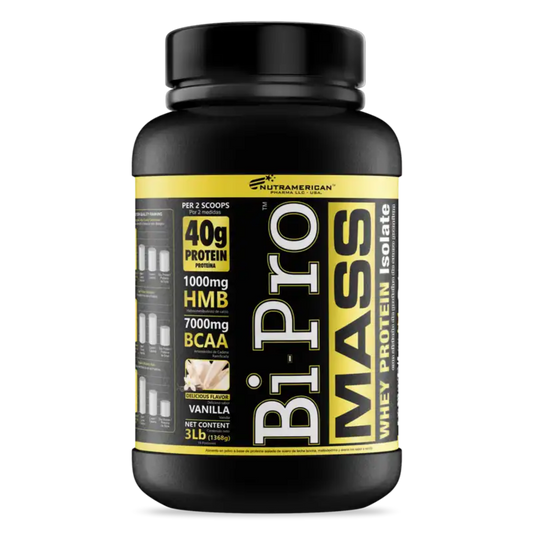 BiPro Mass 3 LB | Suero de leche 100% Puro + HMB y BCAA Añadidos