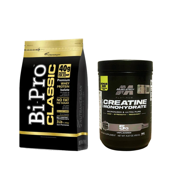 Combo BiPro Classic 3 lb + creatina MuscleTech Platinum 450 g