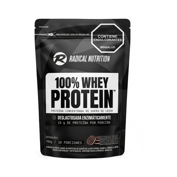 Proteína de suero deslactosada Cookies and Cream Radical Nutrition 100% Whey Protein